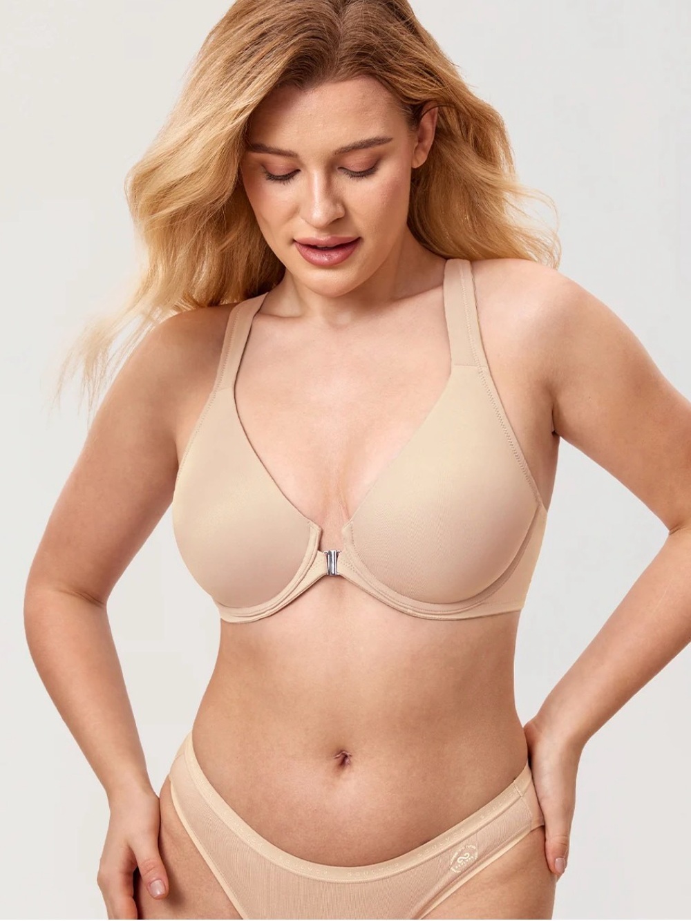 Plunge Racerback Front-Closure Nude T-Shirt Bra 36D NWT